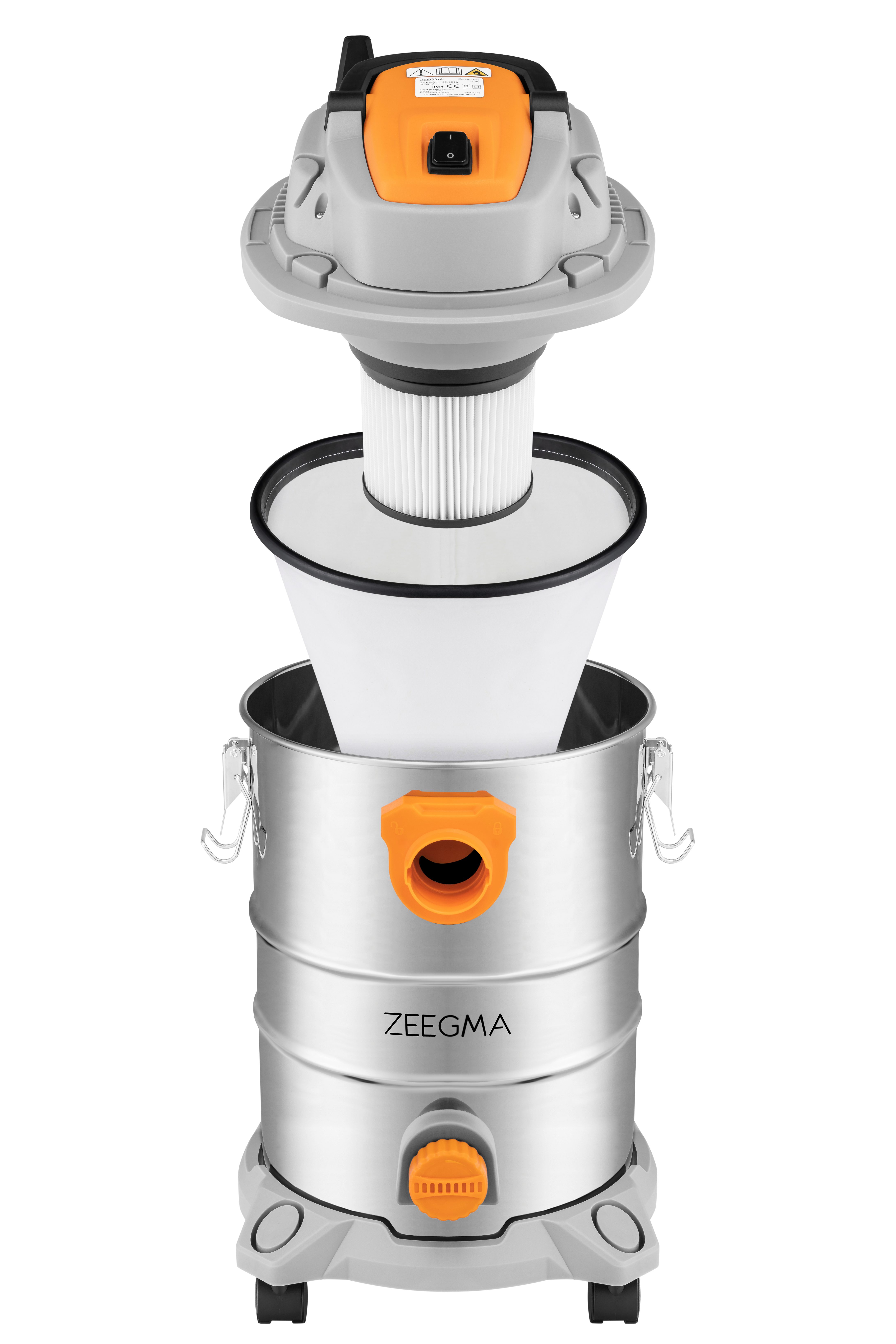 Zeegma Industriesauger Zonder Pro Multi, 1600,00 W, mit Beutel für trockenes Saugen, ohne Beutel für Saugen mit Wasser, Nass- und Trockensauger mit viel Zubehör