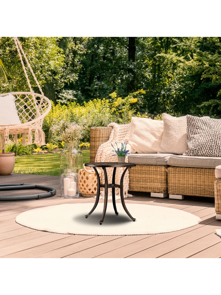 relaxdays Gartentisch in Schwarz/ Bronze - (H)53 x Ø 49cm günstig kaufen onesize