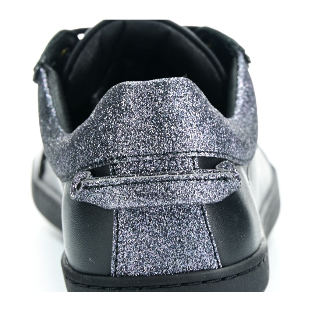 Shapen Feelin Chic Black Glitter Leather Barfuß-Halbschuhe