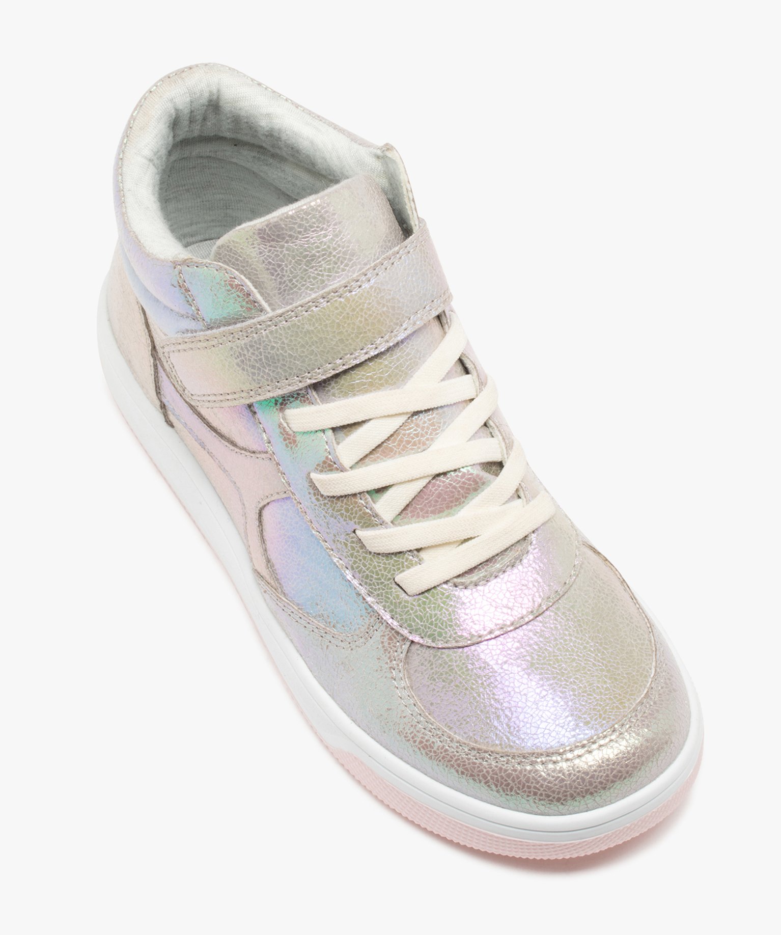 Baskets fille mid-cut irisées à scratch multicolore | GEMO