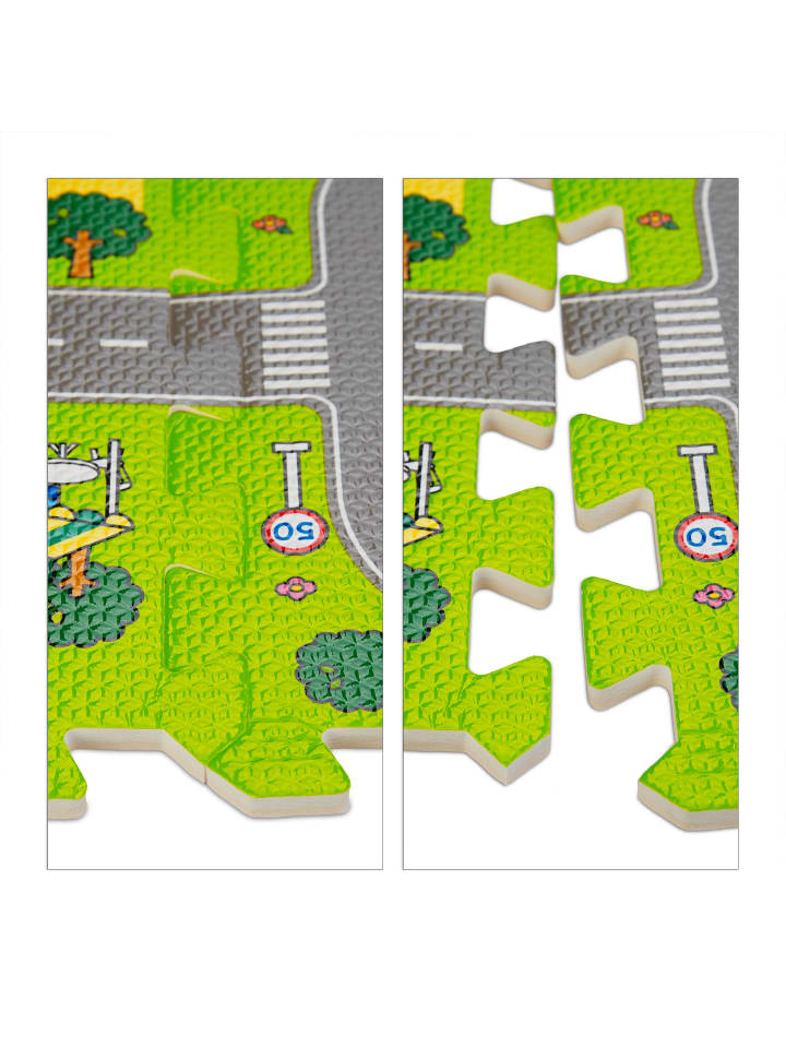 relaxdays 9tlg. Puzzlematte Straße in Mehrfarbig - (B)90 x (T)90 cm günstig kaufen onesize