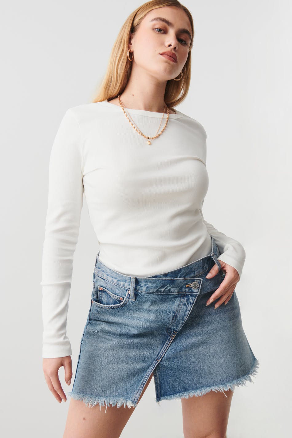 Wrap denim skirt