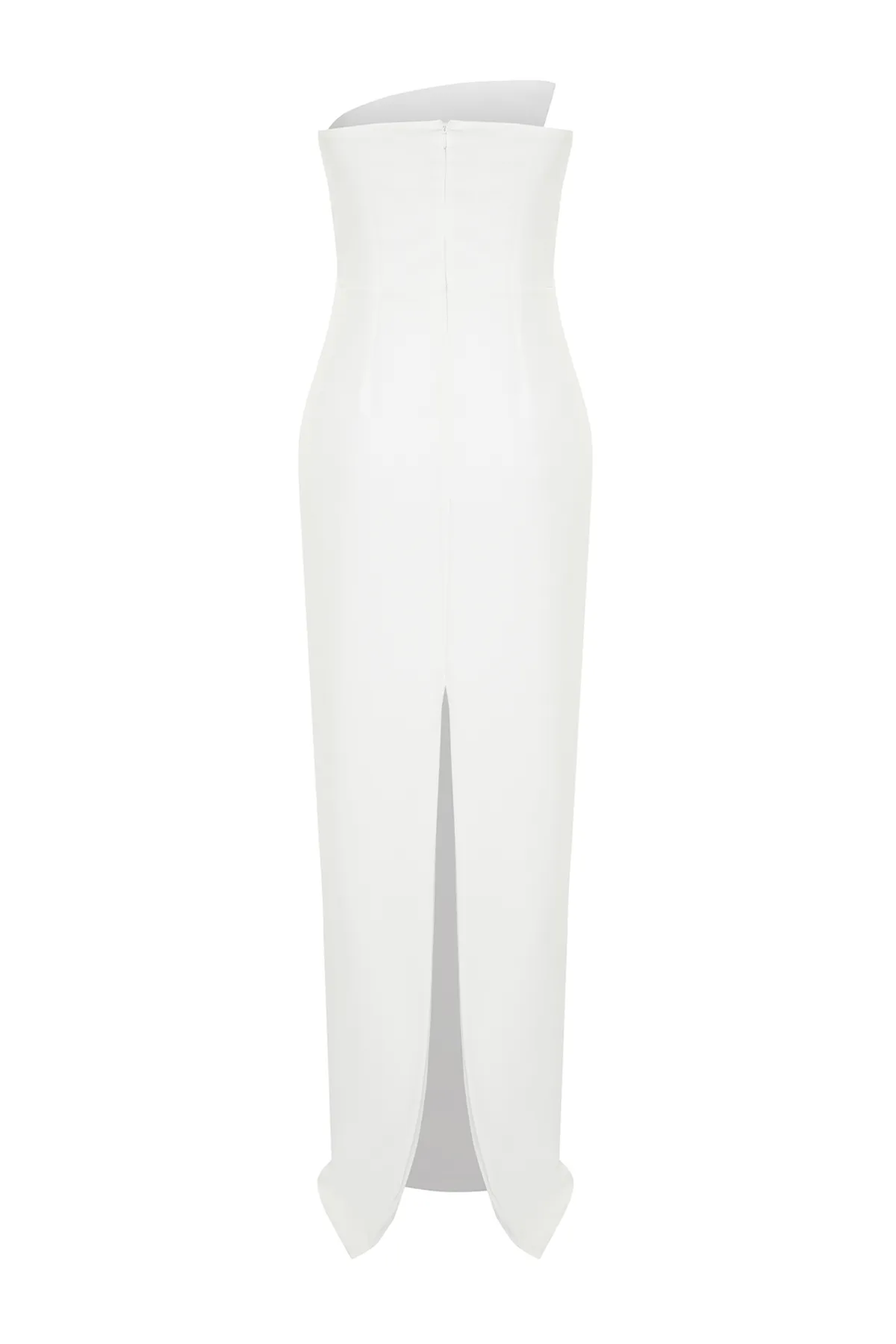 Trendyol Collection  Weißes, gerade geschnittenes, gewebtes Abendkleid und Abschlussballkleid TPRSS23AE00228