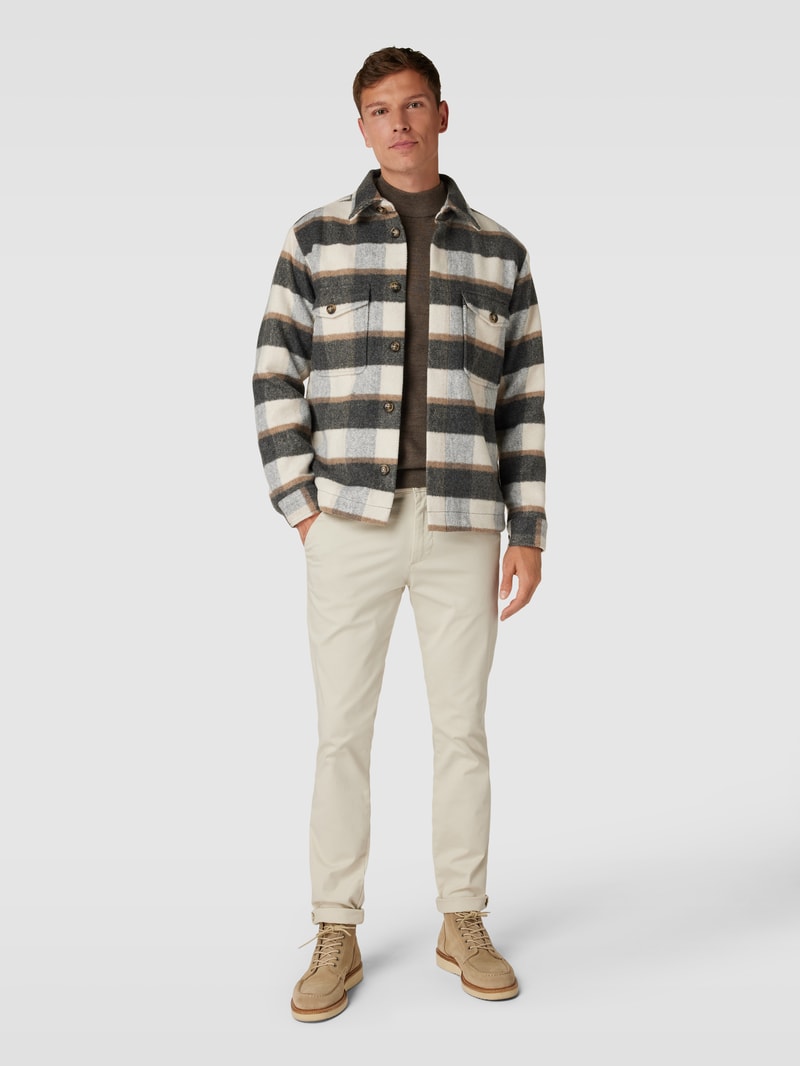 Relaxed Fit Overshirt mit Tartan-Karo in hellgrau
