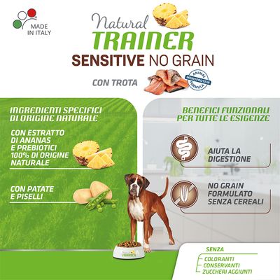 Natural Trainer Sensitive No Grain Adult Med/Maxi mit Forelle & Kartoffeln