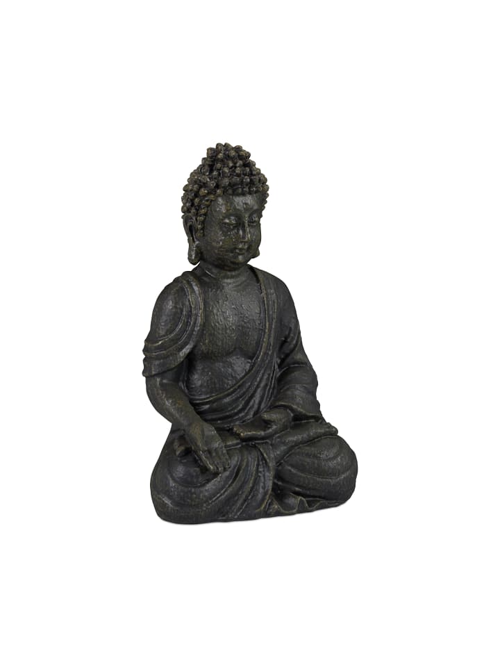 relaxdays Buddha Figur in Dunkelgrau - (H)18 cm günstig kaufen onesize
