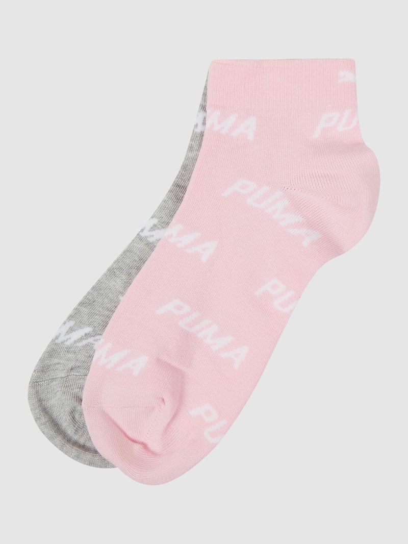 Sneakersocken mit Logo-Muster im 2er-Pack in hellrosa