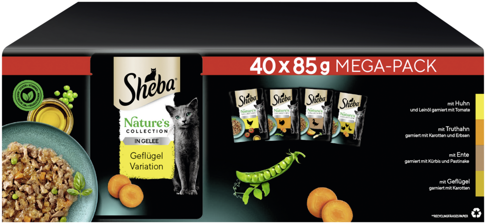 Sheba NATURE'S COLLECTION Portionsbeutel Multipack Geflügel Variation in Gelee 40x85g