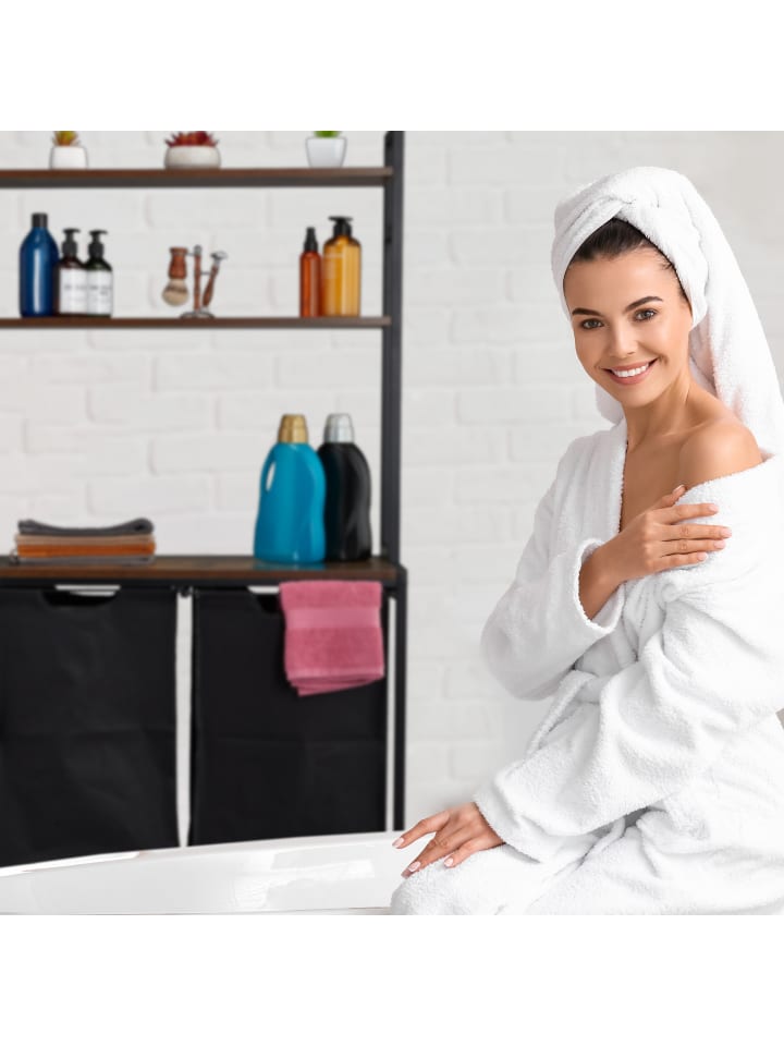 relaxdays Wäschekorbregal in Schwarz/ Braun - (B)80 x (H)162 x (T)34 cm günstig kaufen onesize