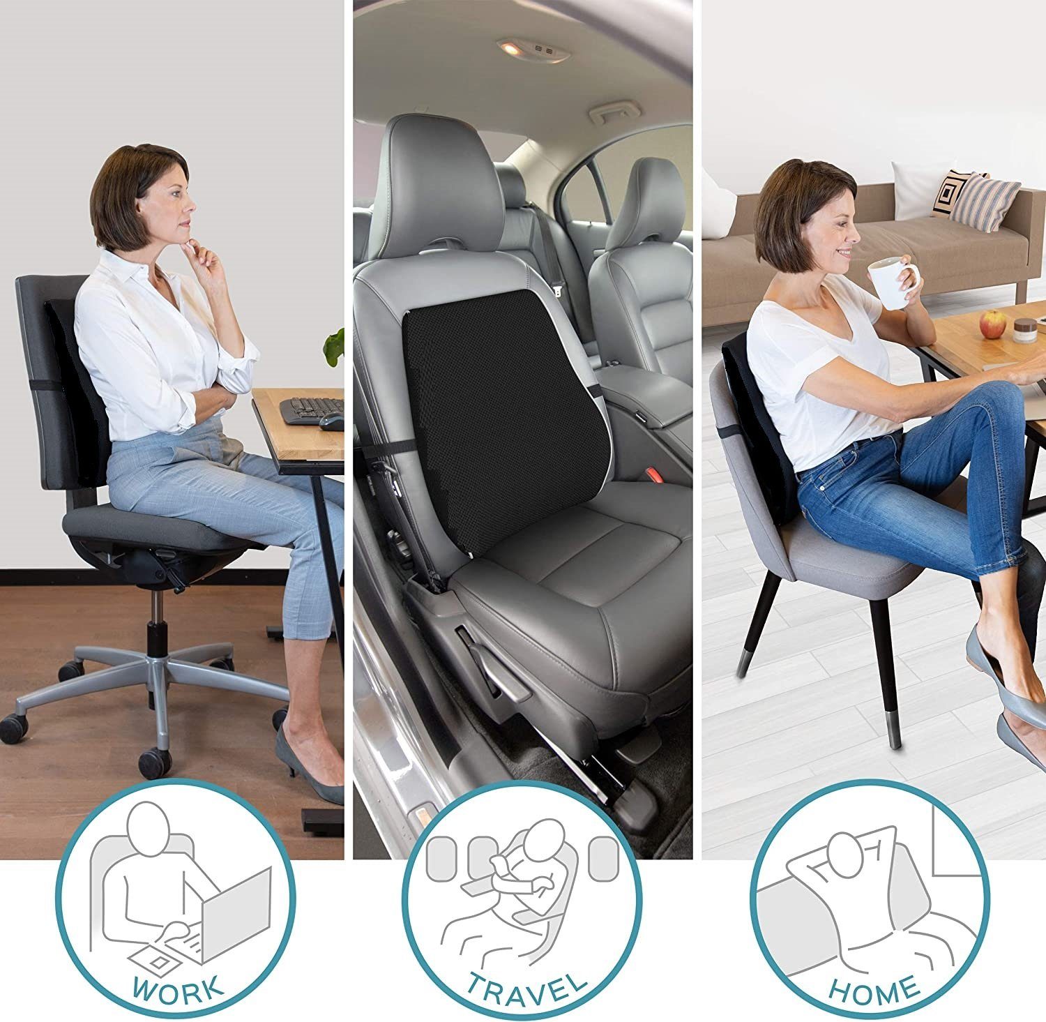 JUNG Rückenkissen VIVALOVE Rückenkissen Sofa Bett Auto, Stützkissen Lendenwirbelkissen, für Bürostuhl, Autositz, Rollstuhl, Rückenschmerzen Kissen, Lendenkissen, Rücken Unterstützung, Stützkissen, für untere & obere Rücken Lendenwirbelkissen Stuhlkis