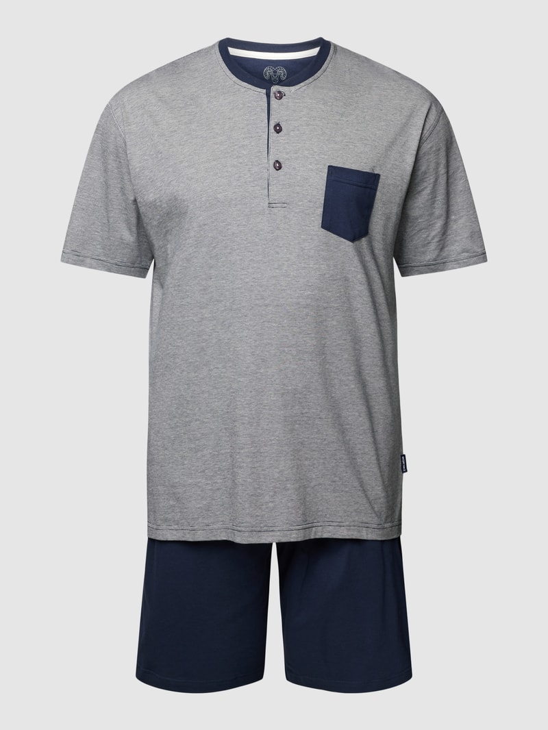 PLUS SIZE Pyjama mit Streifenmuster Modell 'SEOUL' in marineblau