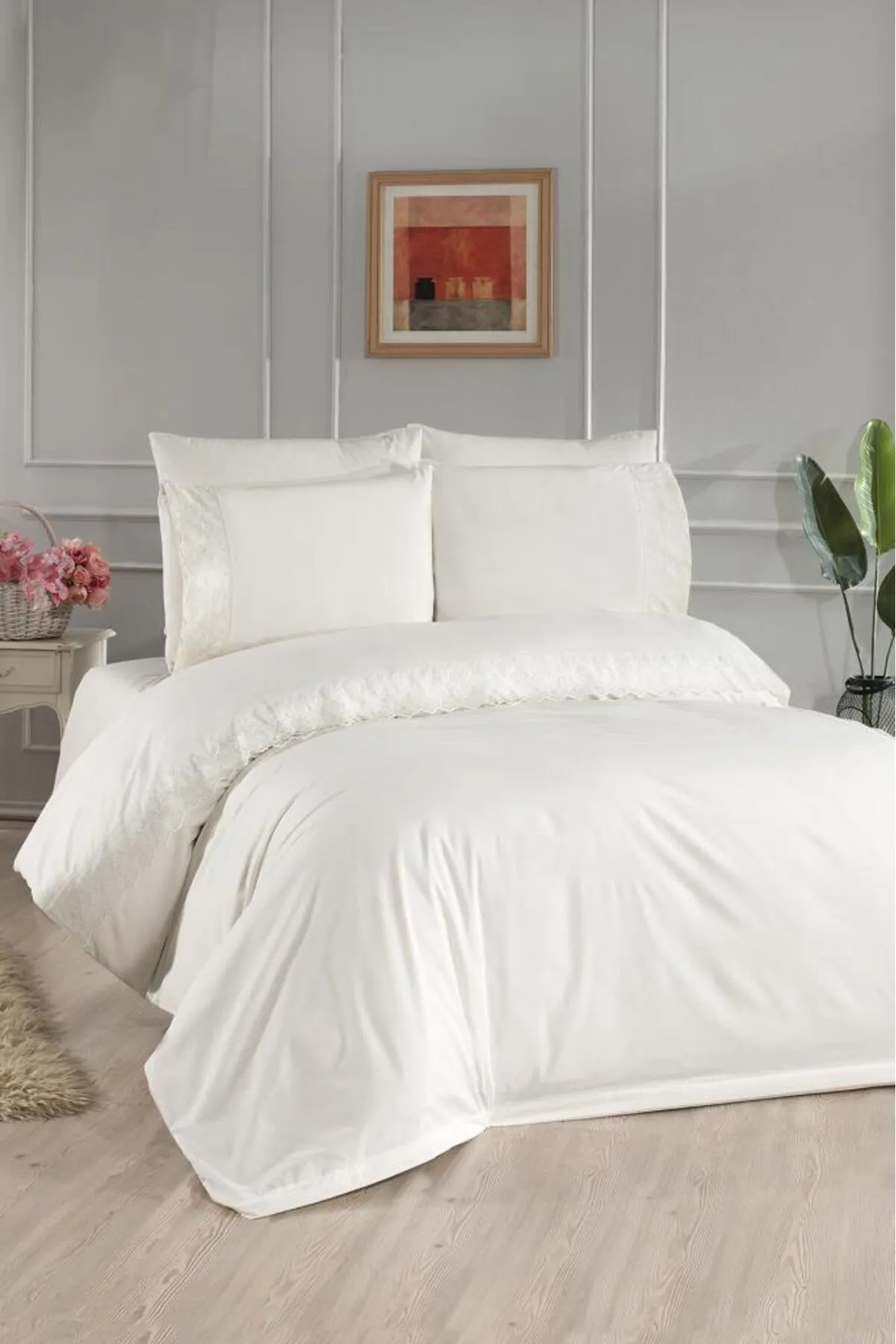 Çeyiz Diyarı  Bettwäsche-Set „Eliza Dowry“ aus französischer Spitze, Creme