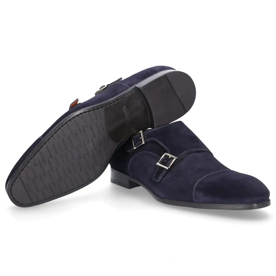 Santoni - Monk Schuhe 14549 Veloursleder - blau