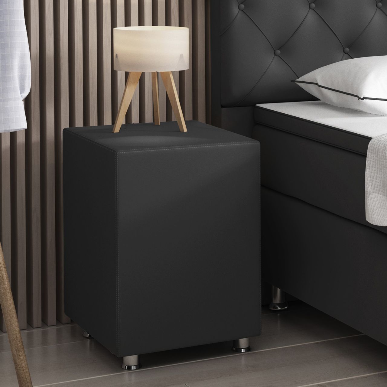 IHG IHG Nachttisch Hocker Kara Kunstleder anthrazit