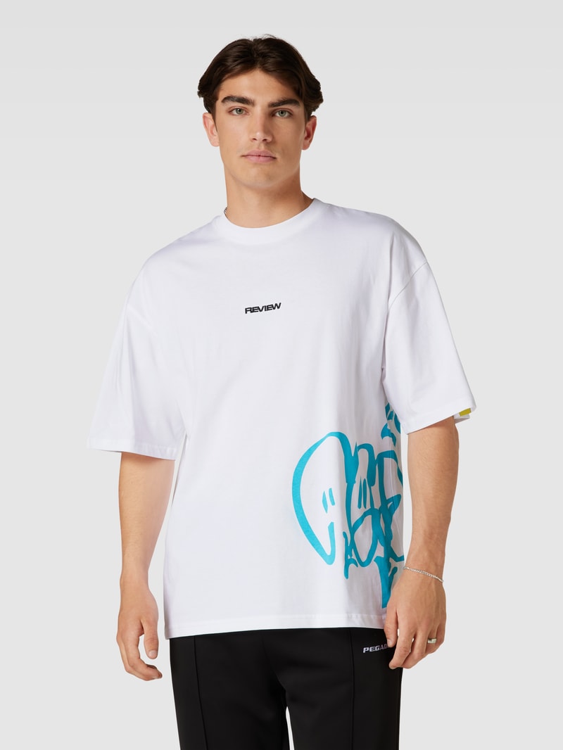 T-Shirt mit Label-Print in weiß
