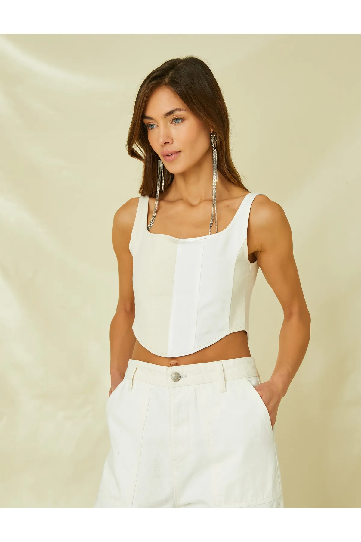 Koton  Crop Bustier Strap gerippt asymmetrischer Schnitt