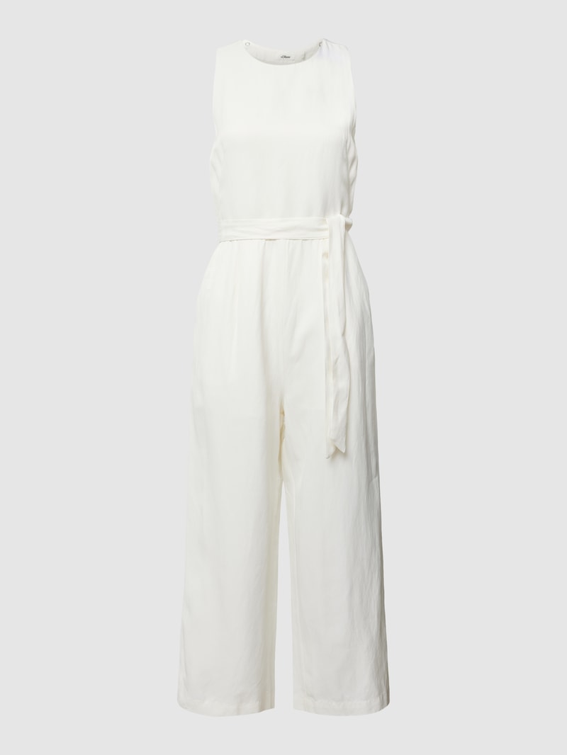 Jumpsuit aus Viskose-Mix mit Leinen-Anteil in weiß