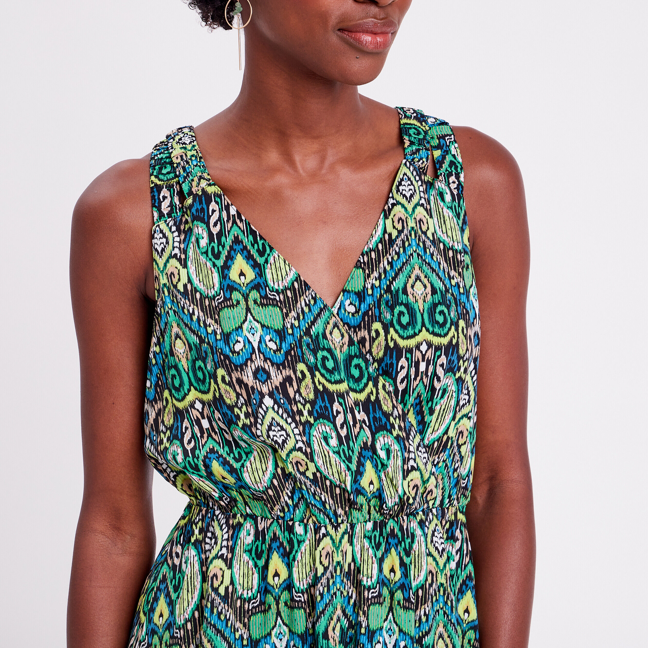 Robe évasée avec bretelles noir femme | Cache Cache