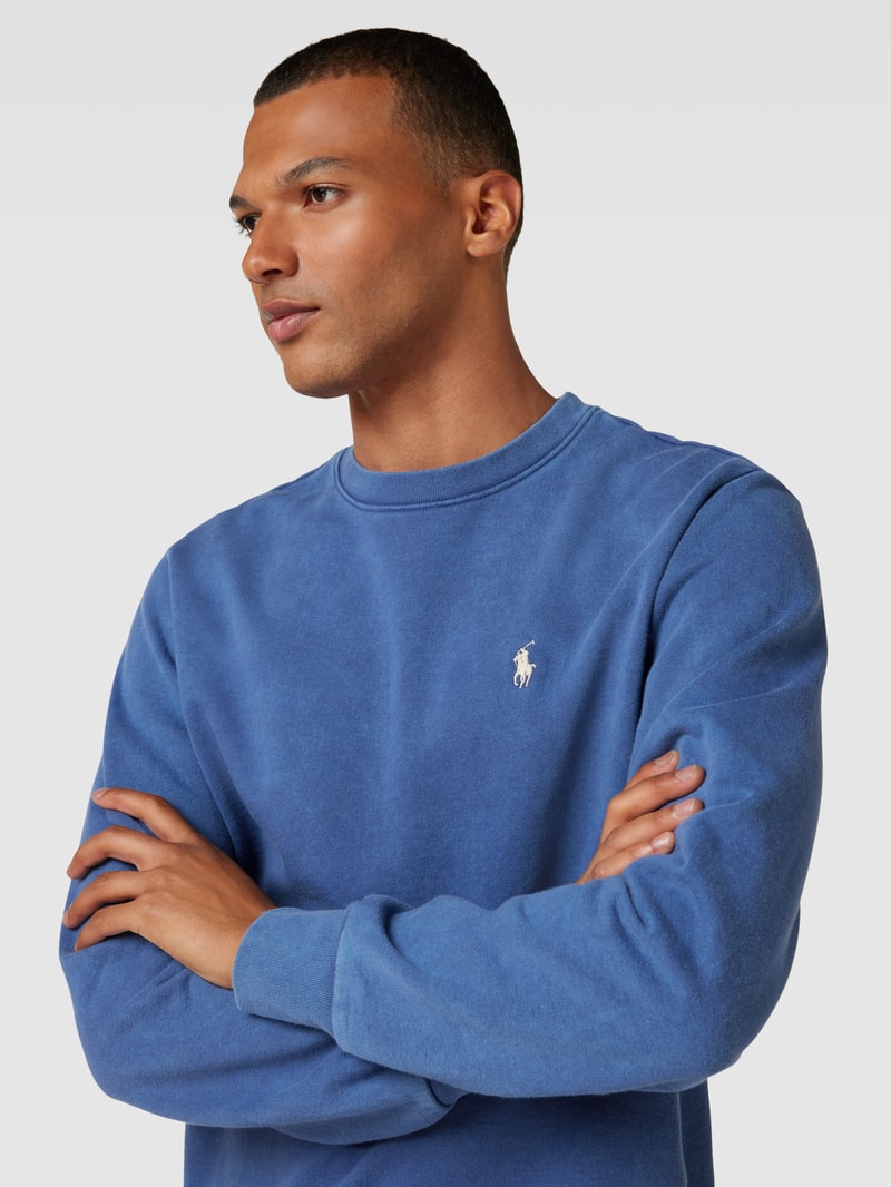 Sweatshirt mit Logo-Stitching in marineblau
