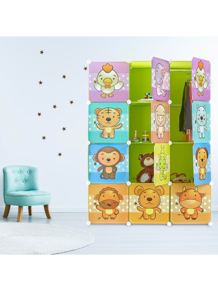 relaxdays Steckregal Kinderzimmer in Grün - (B)110,5 x (H)145 x (T)46,5 cm günstig kaufen onesize