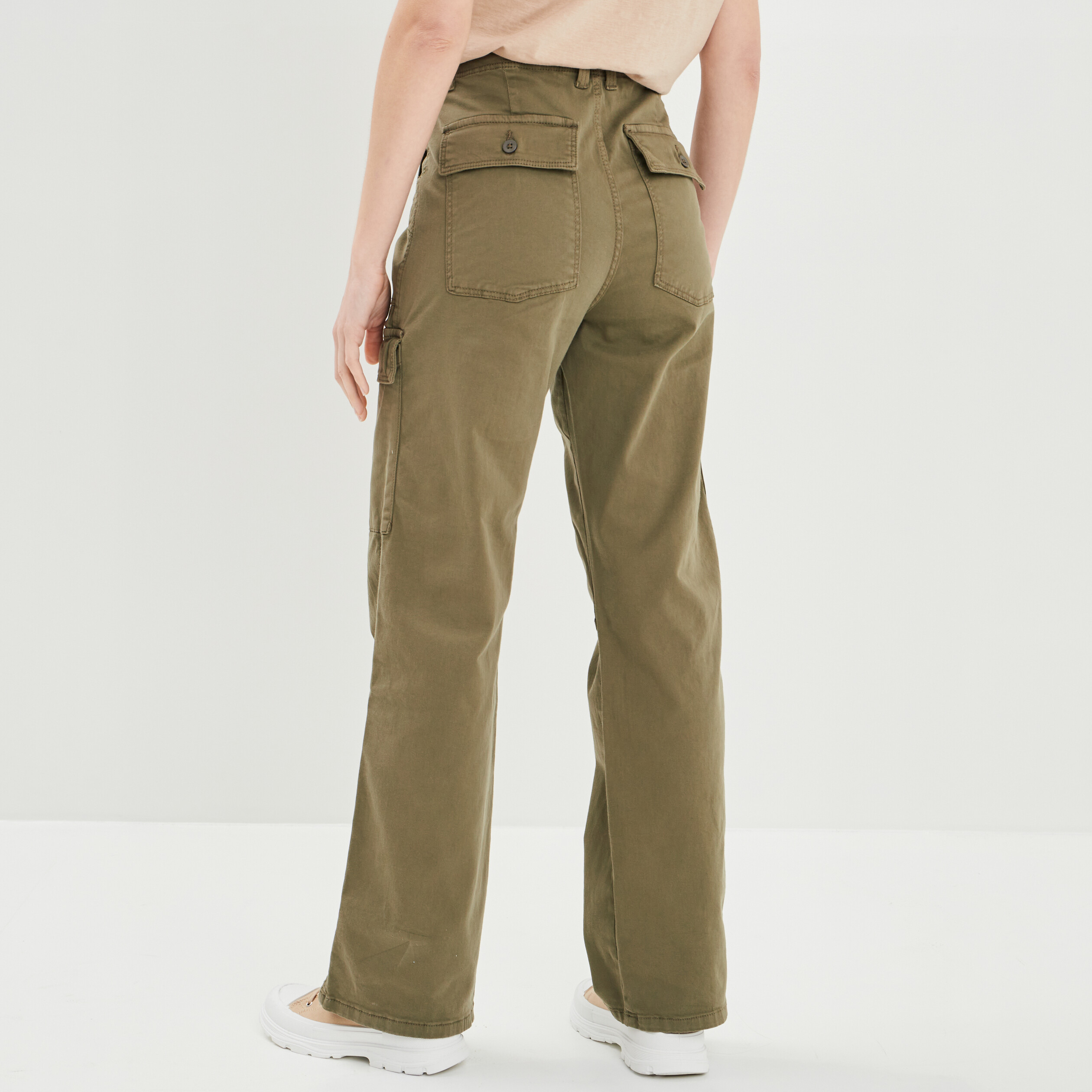 Pantalon cargo taille haute Liberto vert kaki femme | La Halle