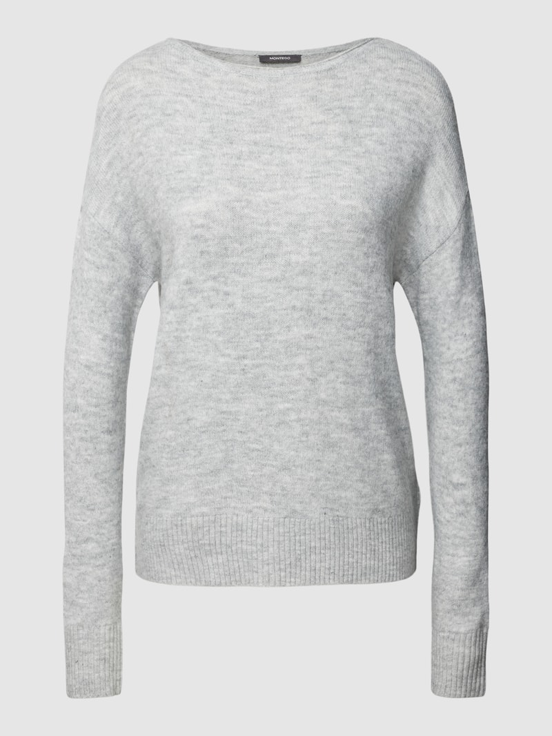 Strickpullover in melierter Optik in hellgrau meliert