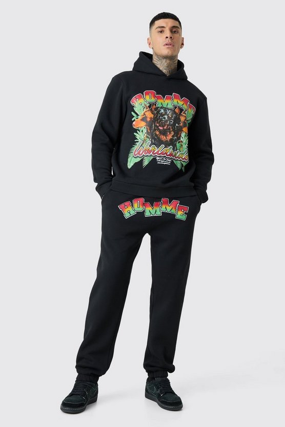Tall Trainingsanzug mit Homme Dog Print und Kapuze