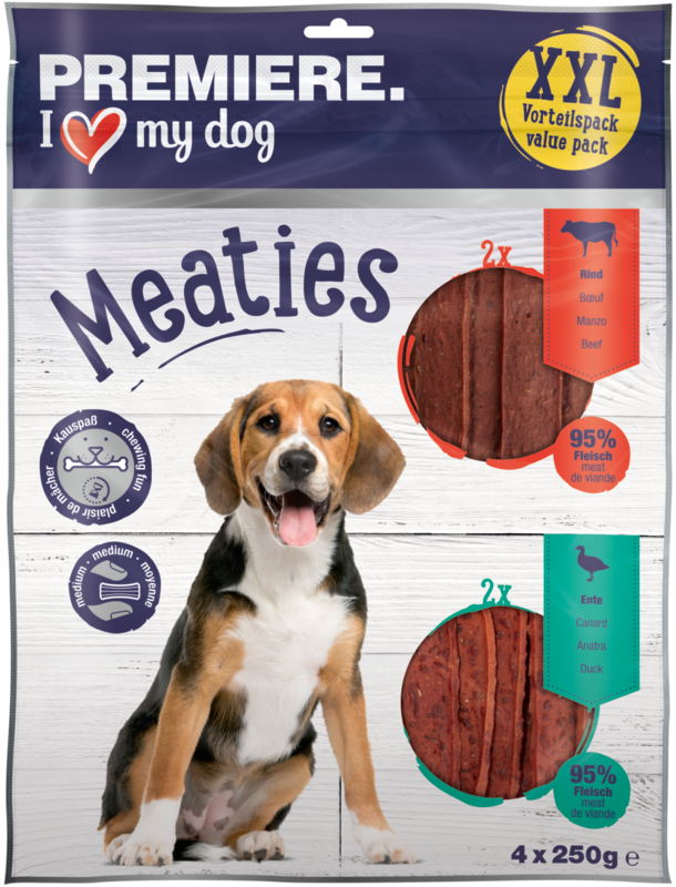 PREMIERE Snacks PREMIERE Pure Meaties XXL Ente & Rind 4x250g