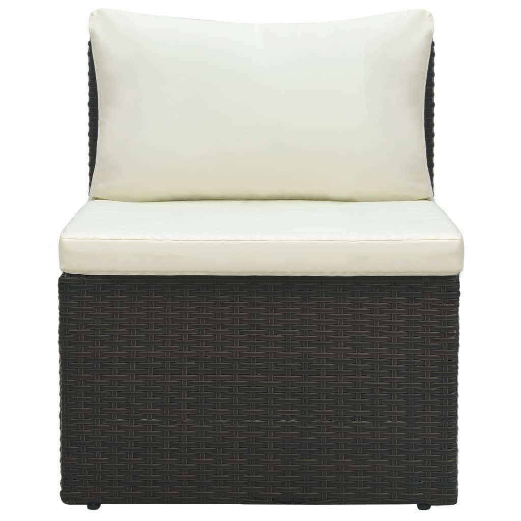 vidaXL Loungesofa 4-tlg. Garten-Lounge-Set mit Auflagen Poly Rattan Braun, 1 Teile
