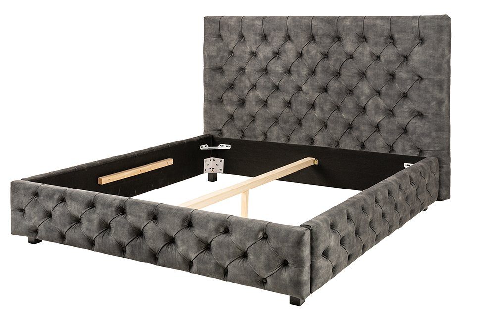 riess-ambiente Polsterbett PARIS 160x200cm grau olive (Einzelartikel, 1-tlg), Schlafzimmer · Samt · Gäste · Doppel · Queensize · Chesterfield Design