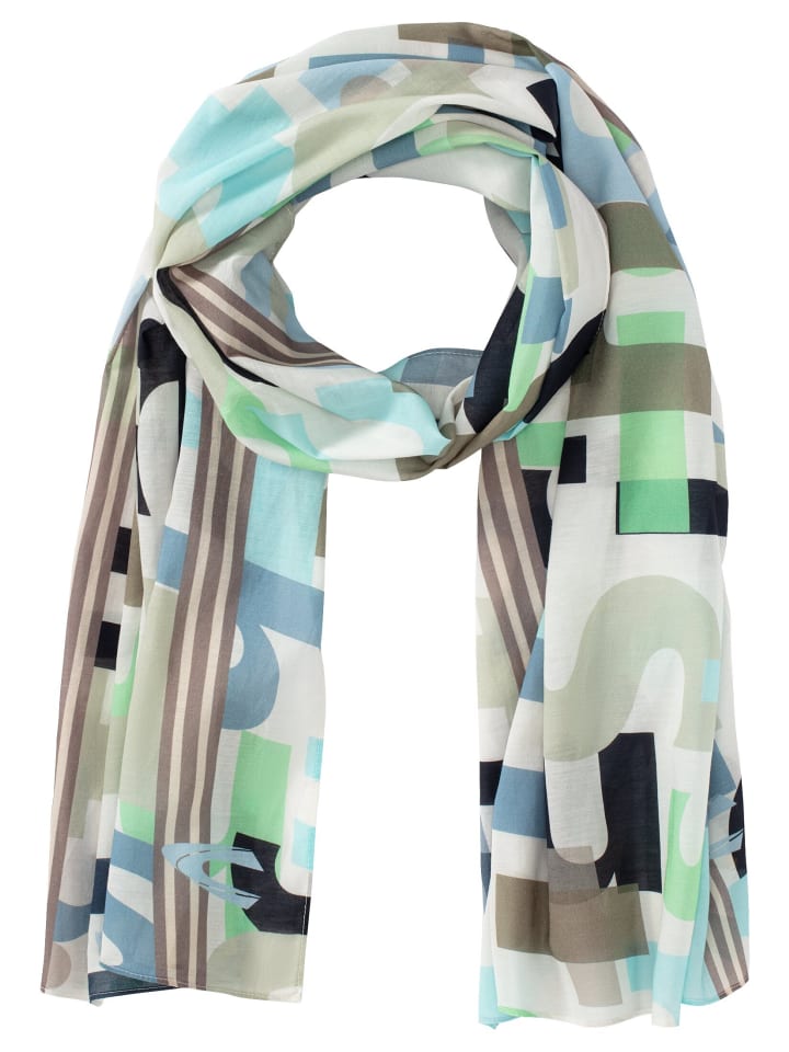 Camel Active Feines Modetuch mit sommerlichem Letter Print in Blau-Grün günstig kaufen onesize