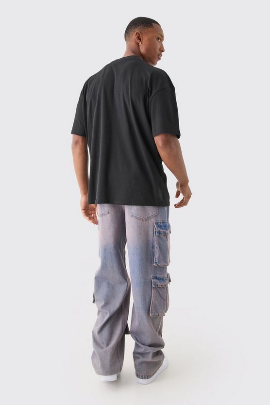 Lockere pinke Jeans mit Cargo-Taschen