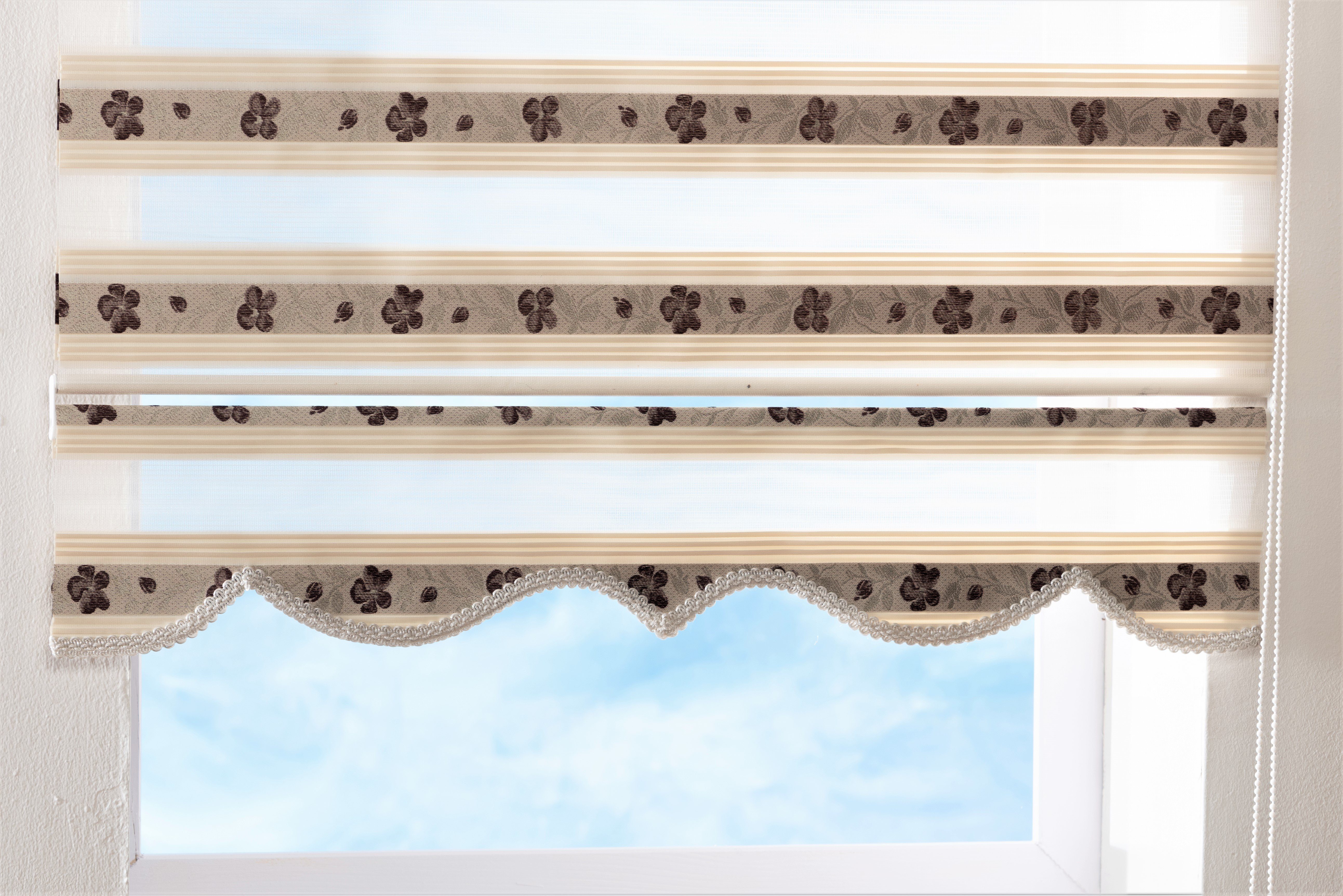 Doppelrollo nach Maß Beige violett Länge 250cm, Yasar Gardinen, Deckenmontage, Deckenmontage und Wandmontage