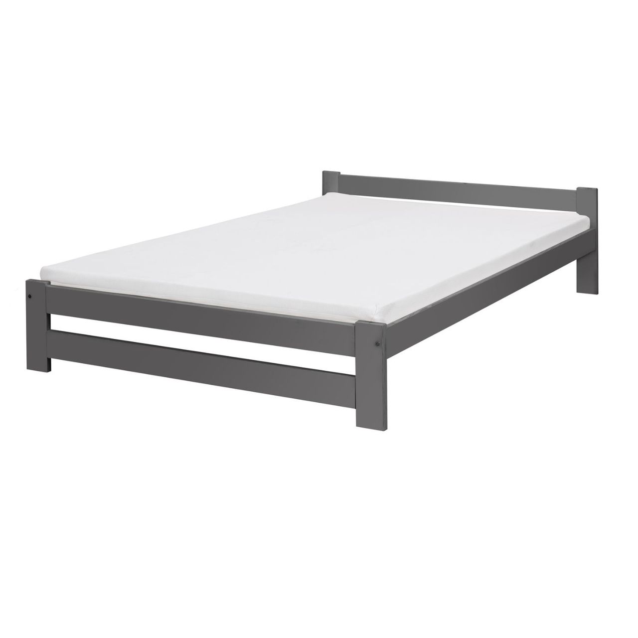 Coemo Bett Classico Holzbett Bettgestell mit Lattenrost Massivholz Kiefer 160 x 200 cm anthrazit