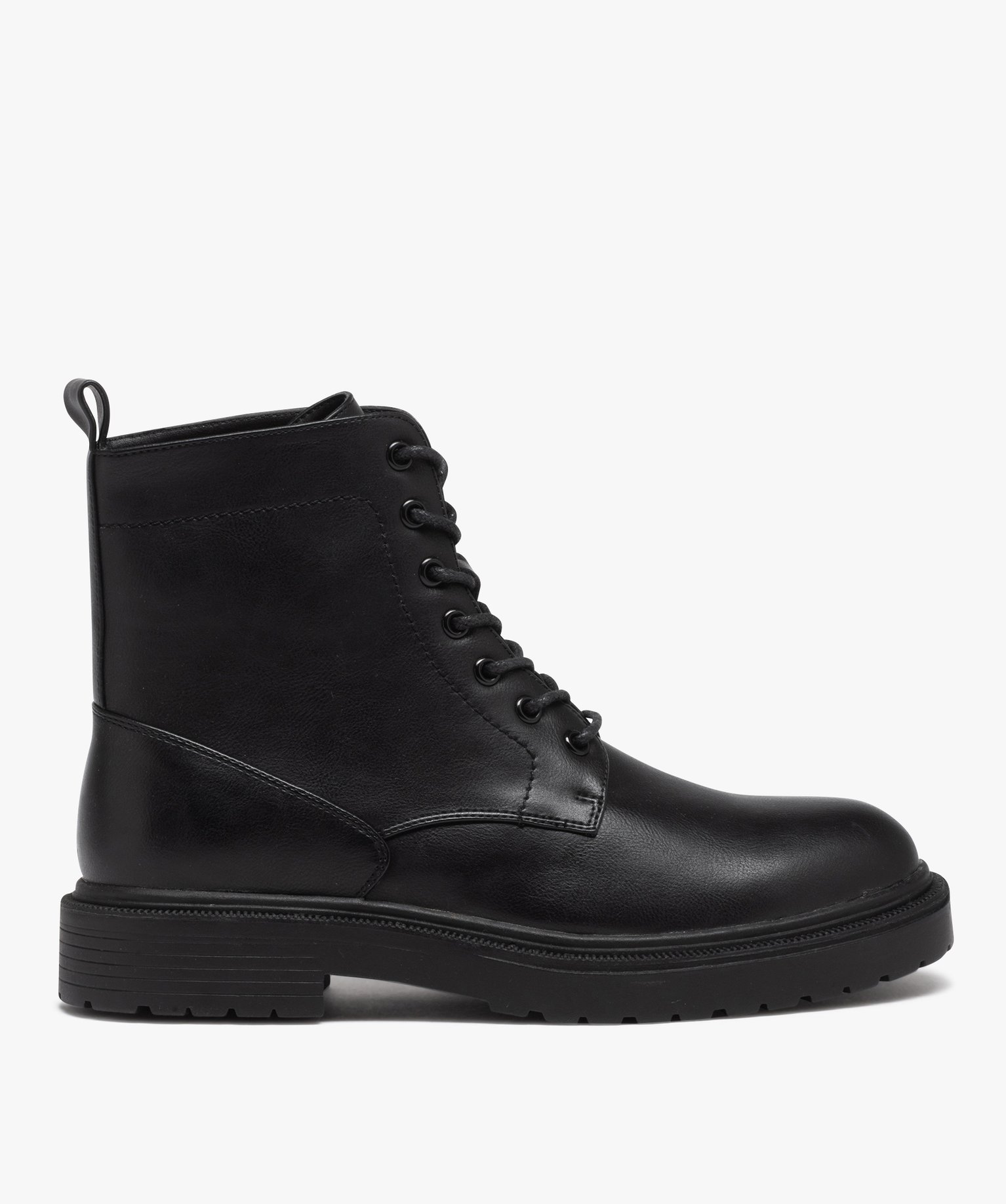 Boots homme unies à lacets style casual noir | GEMO