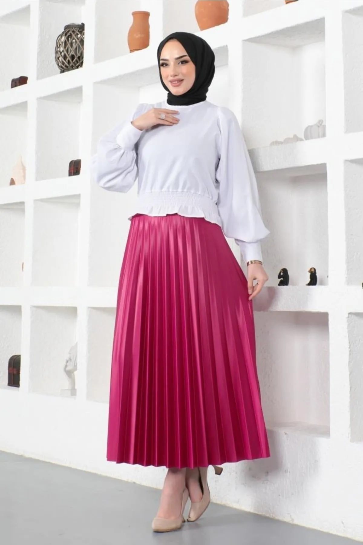 benguen  4538 Hijab-Faltenrock Fuchsia
