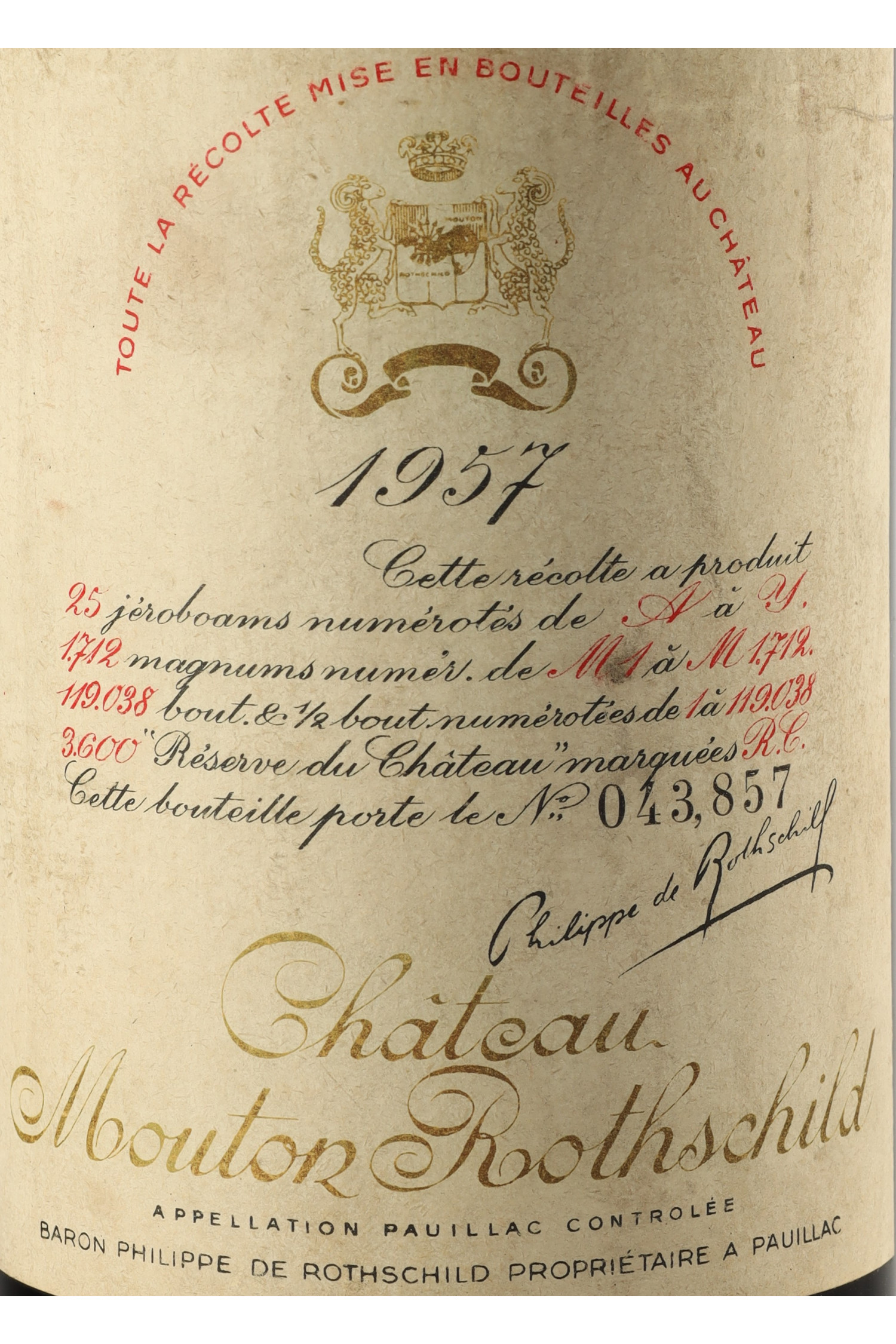 Château Mouton Rothschild 1957, Pauillac