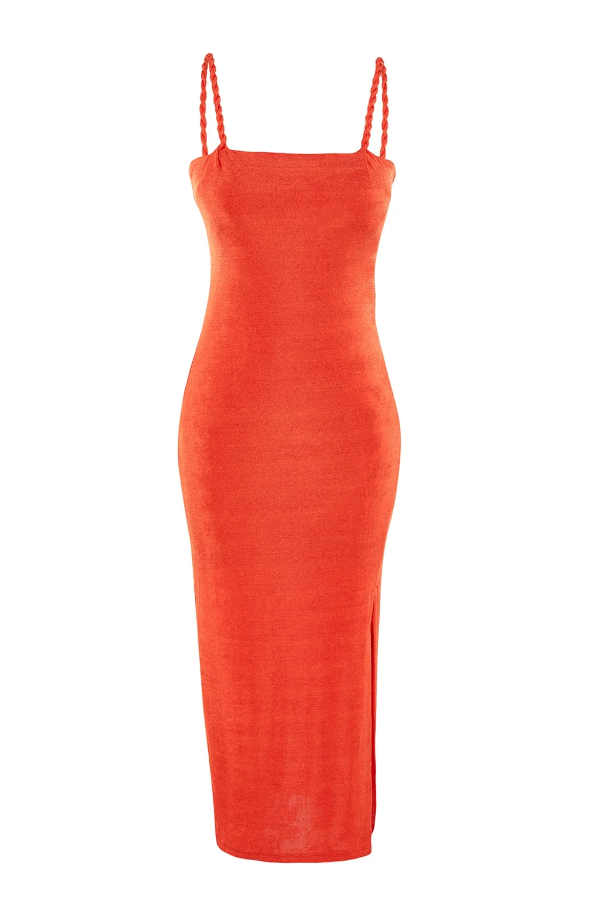 Trendyol Collection  Orange gefüttertes, gestricktes, glänzendes, elegantes Abendkleid TPRSS23EL00241