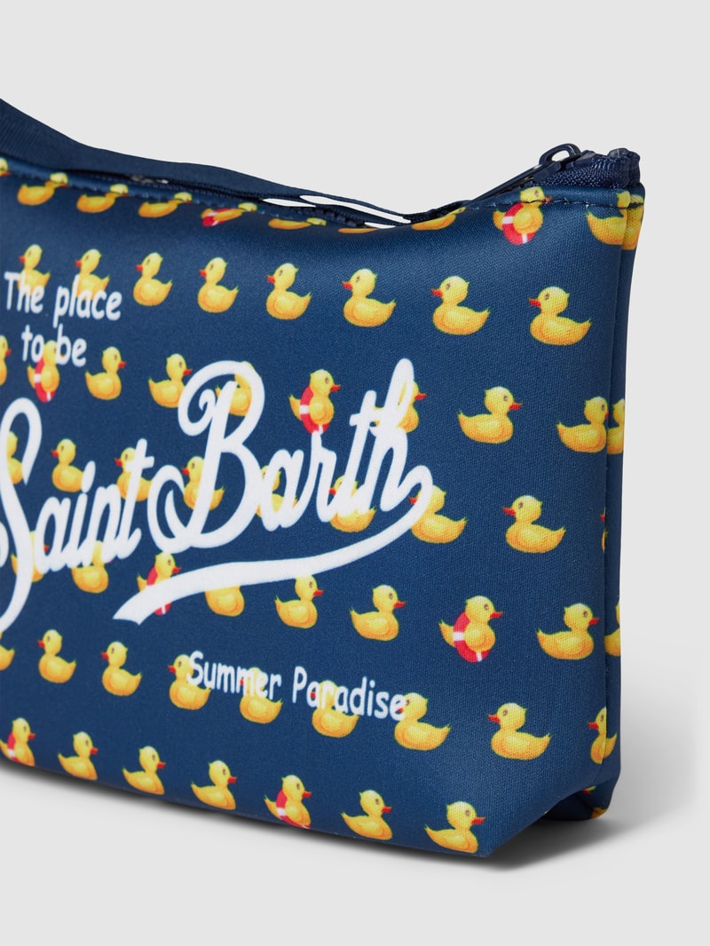 Kulturtasche mit Allover-Muster Modell 'ALINE SPONGE' in dunkelblau