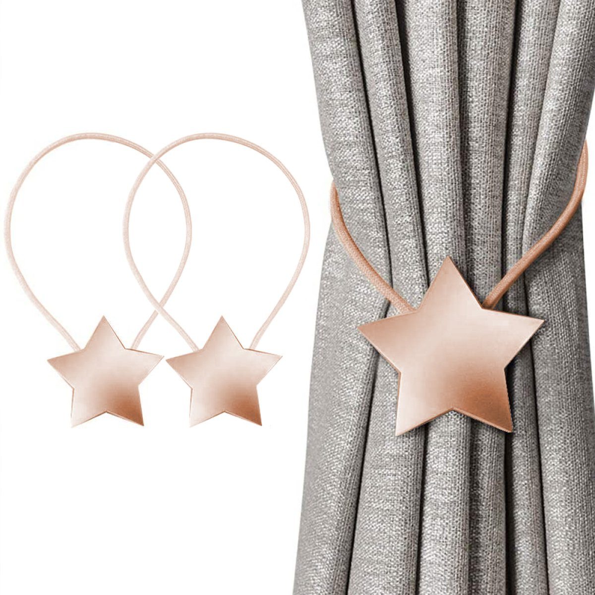 Dekoklammer für Raffhalter 2 Stück Magnetische Vorhang Raffhalter, Kreativ Vorhang Clips Seil, Rwoythk