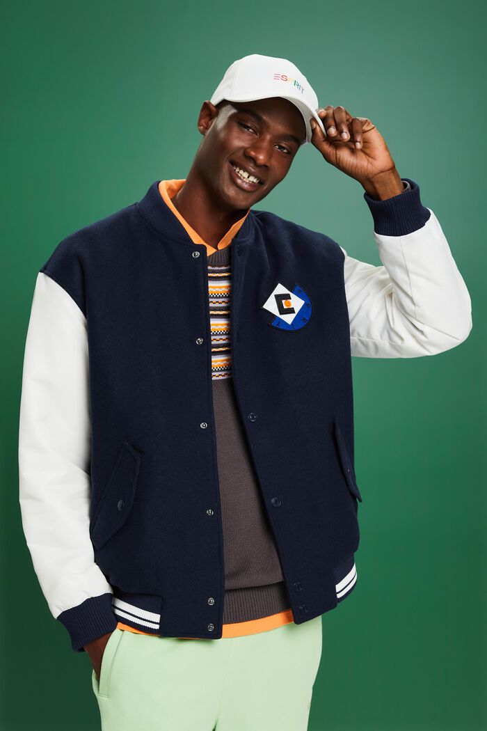 Collegejacke aus Wollmix mit Logo-Patch