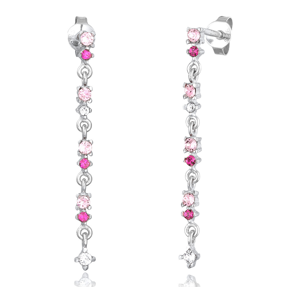 Elli Elli Boucles d'Oreilles Femmes pendentif d'oreilles étincelant avec cristaux rose Boucles d'oreilles
