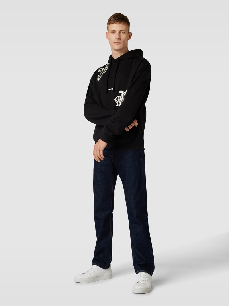Hoodie mit Motiv-Print Modell 'Dolias' in schwarz
