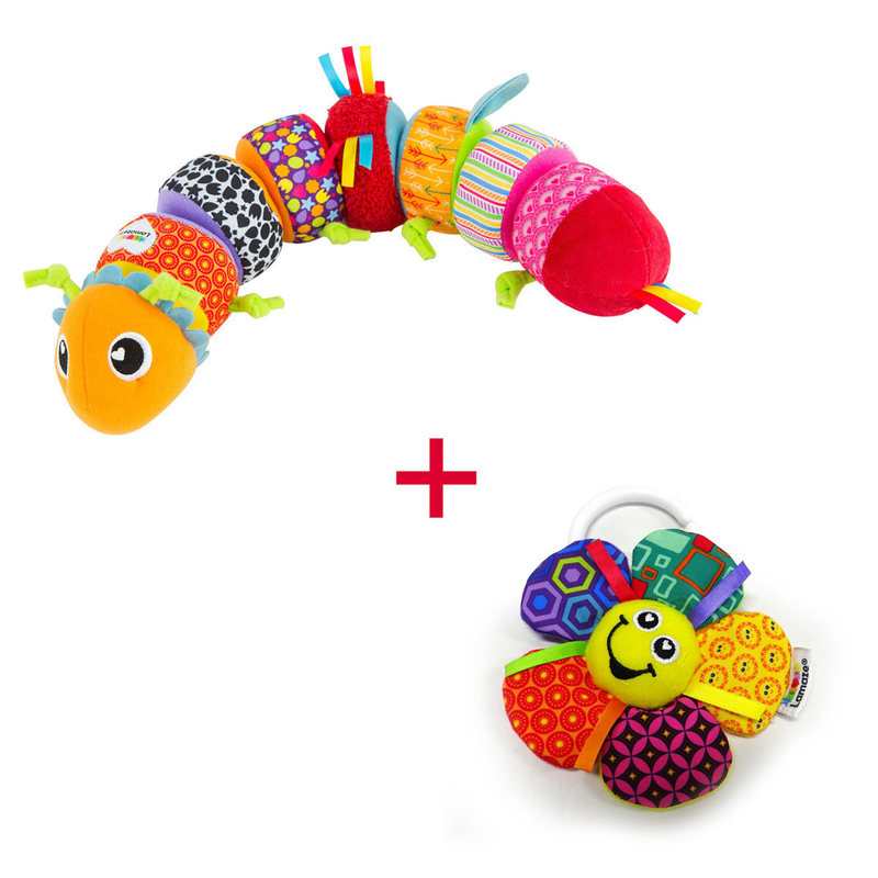 Lot Camille la chenille multi-activités et 1 mini clip fleur Lamaze