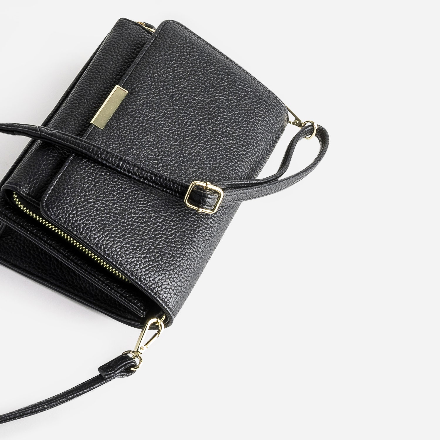 Sac à main noir avec portefeuille intégré