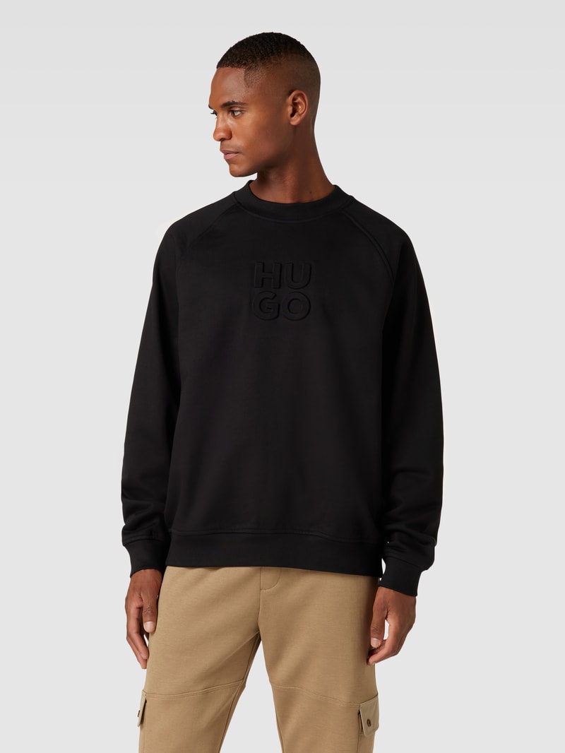 Sweatshirt mit Label-Stitching Modell 'Dumbkin' in schwarz