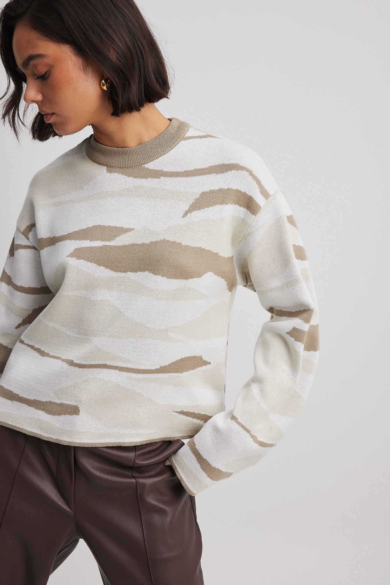 Jacquard-Strickpullover mit Rundhalsausschnitt