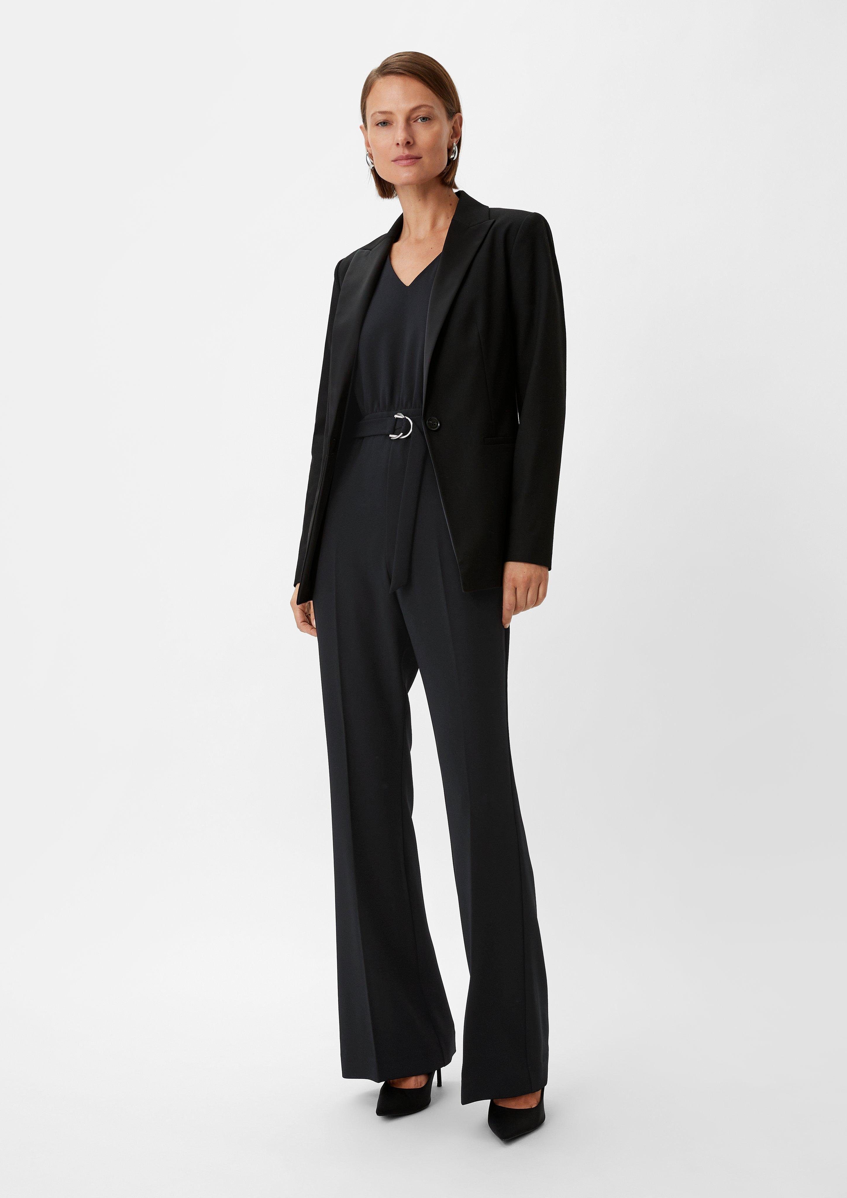 Comma Overall Crêpe-Overall mit Flared Leg Raffung