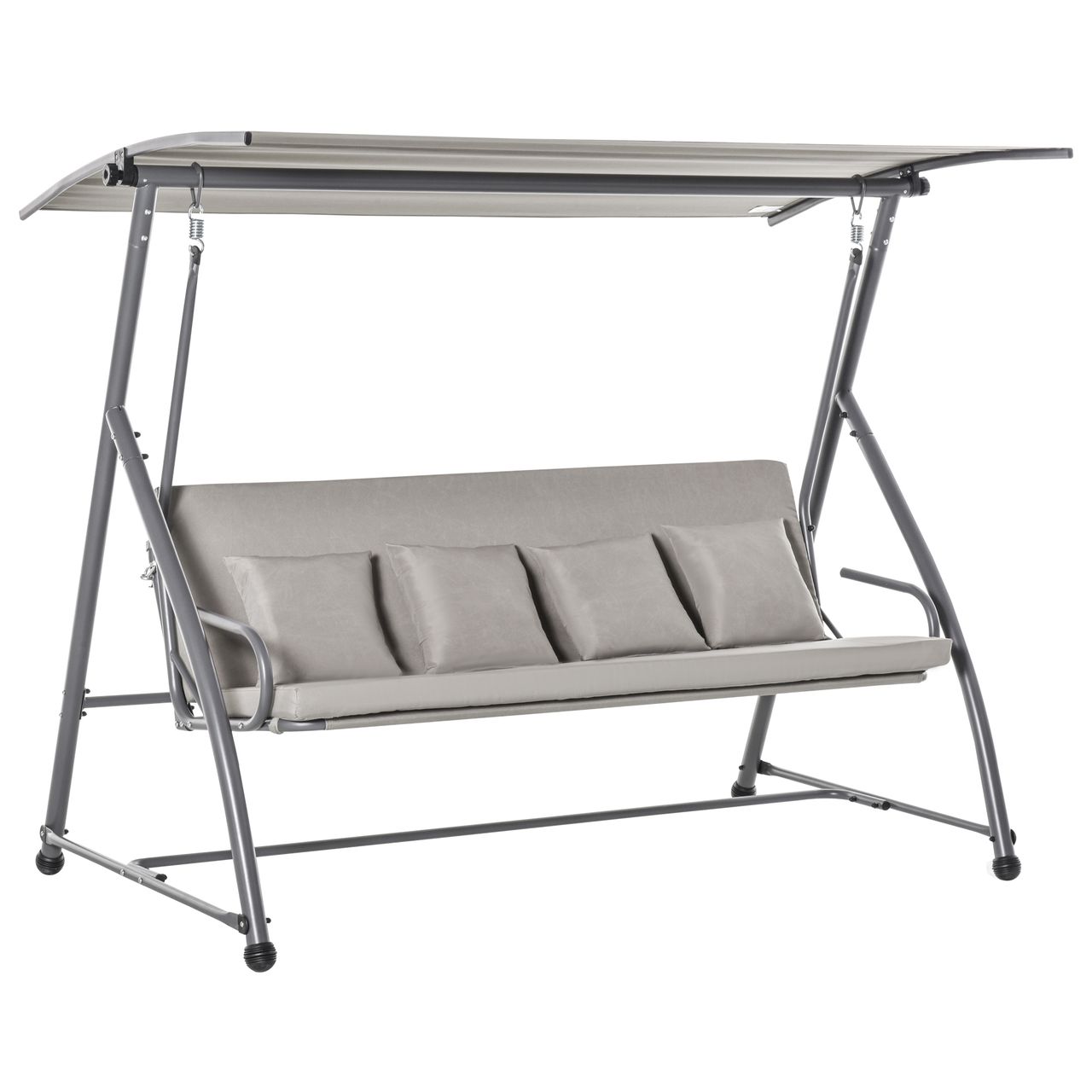 Outsunny 3-Sitzer Hollywoodschaukel 2-in-1 Gartenliege mit Sonnendach Stahl