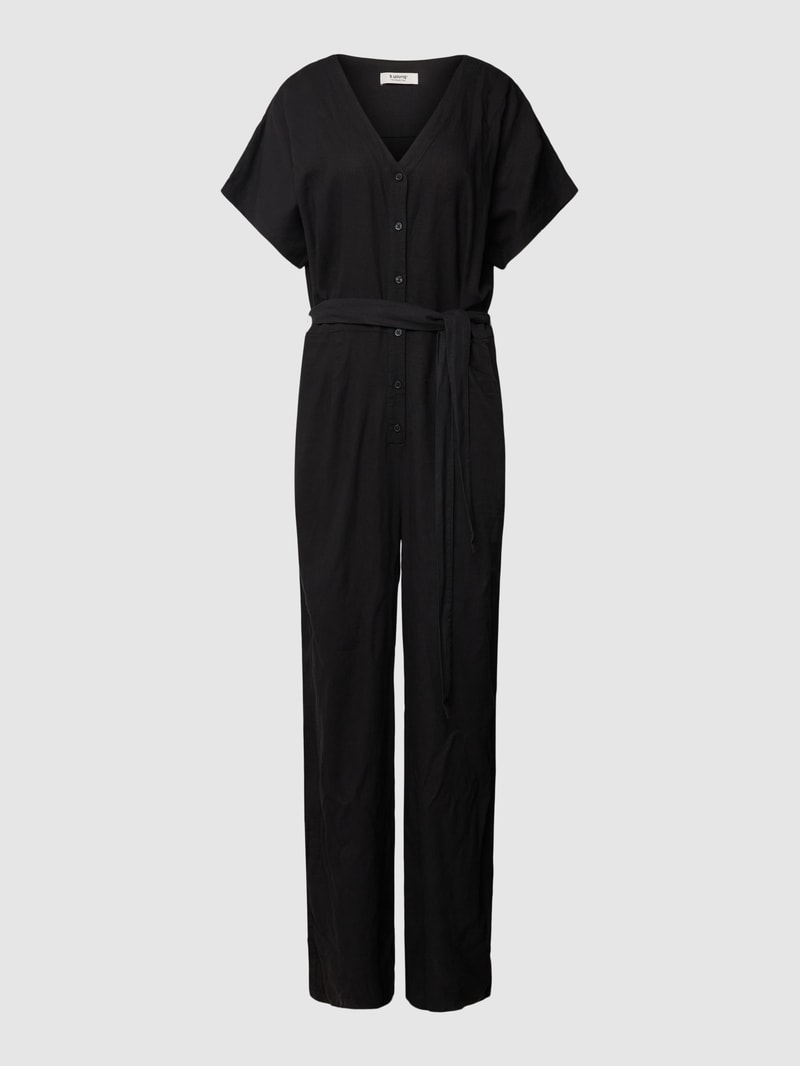 Jumpsuit mit Leinen-Anteil Modell 'Falakka' in schwarz